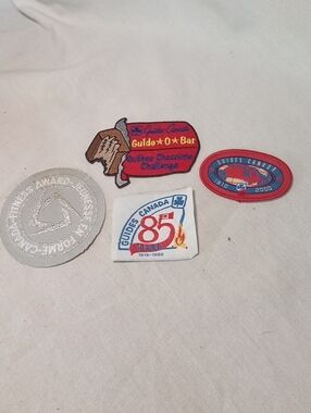 Girl Guides Embroidered Patch Set - Red, White, Silver, Brown